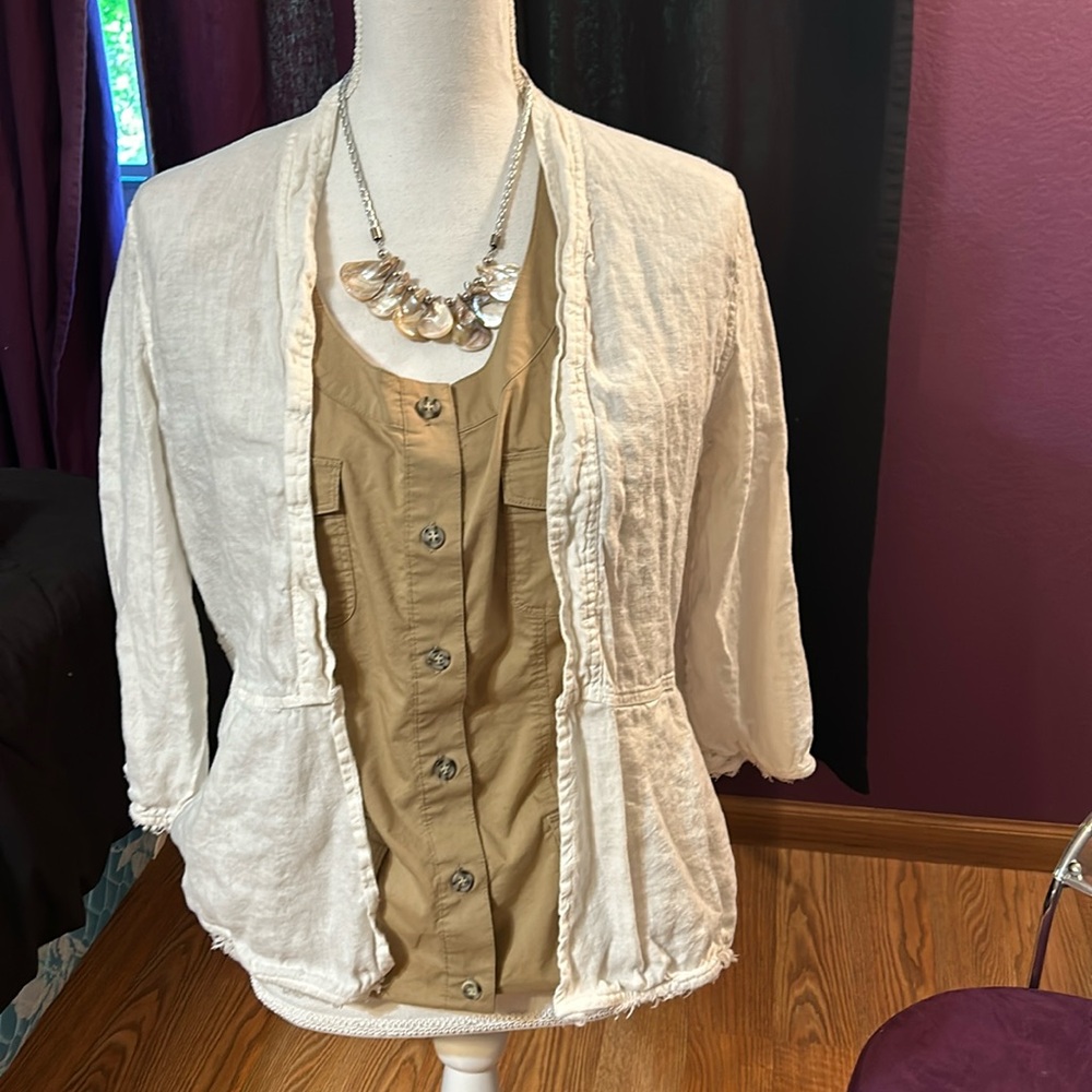 Lightweight linen cardigan, sz S, white